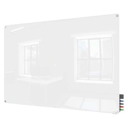 Dry Erase Board, Glass, 36 in, 48 in, No Frame Frame, White, Gloss MPN:HMYRM34WH