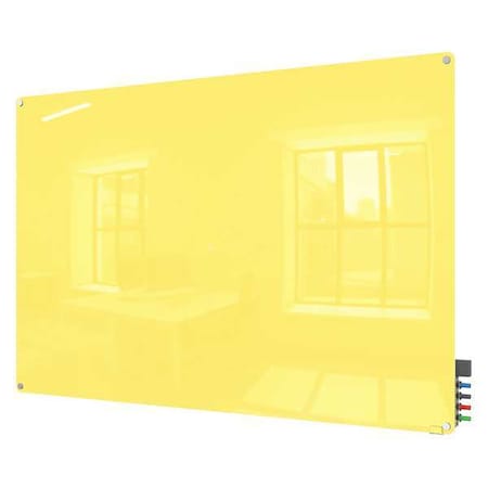 Dry Erase Board, Glass, 36 in, 48 in, No Frame Frame, Yellow, Gloss MPN:HMYRM34YW