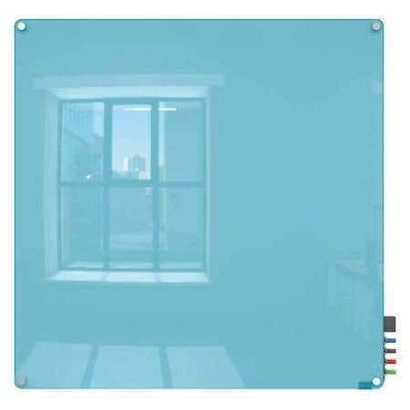 Dry Erase Board, Glass, 48 in, 48 in, No Frame Frame, Blue, Gloss MPN:HMYRM44BE
