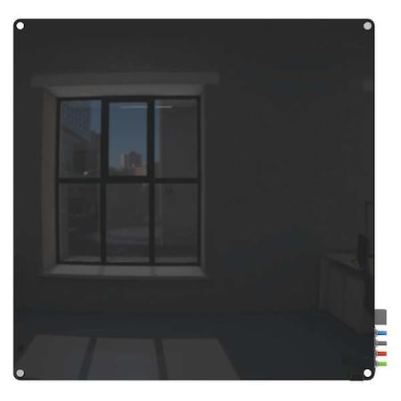 Dry Erase Board, Glass, 48 in, 48 in, No Frame Frame, Black, Gloss MPN:HMYRM44BK