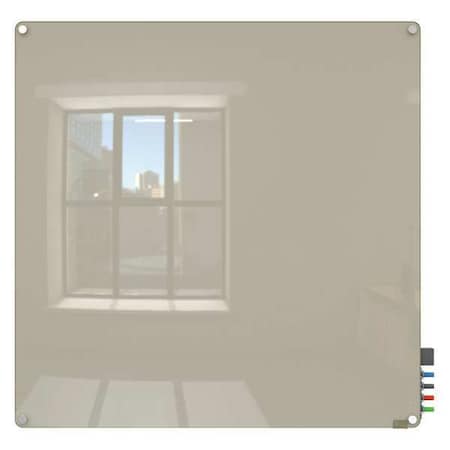 Dry Erase Board, Glass, 48 in, 48 in, No Frame Frame, Gray, Gloss MPN:HMYRM44GY