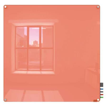 Dry Erase Board, Glass, 48 in, 48 in, No Frame Frame, Peach, Gloss MPN:HMYRM44PH