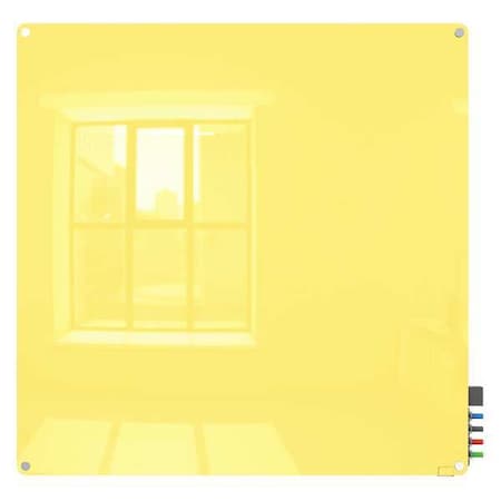 Dry Erase Board, Glass, 48 in, 48 in, No Frame Frame, Yellow, Gloss MPN:HMYRM44YW
