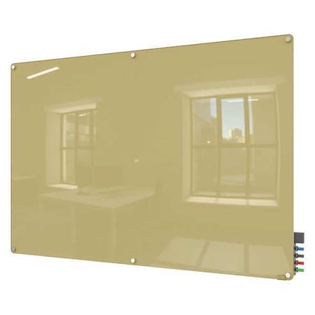 Dry Erase Board, Glass, 48 in, 72 in, No Frame Frame, Beige, Gloss MPN:HMYRM46BG
