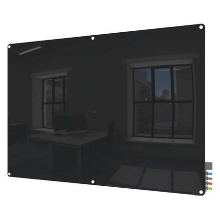Dry Erase Board, Glass, 48 in, 72 in, No Frame Frame, Black, Gloss MPN:HMYRM46BK