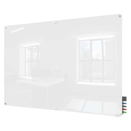 Dry Erase Board, Glass, 48 in, 72 in, No Frame Frame, White, Gloss MPN:HMYRM46WH