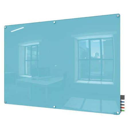Dry Erase Board, Glass, 48 in, 96 in, No Frame Frame, Blue, Gloss MPN:HMYRM48BE