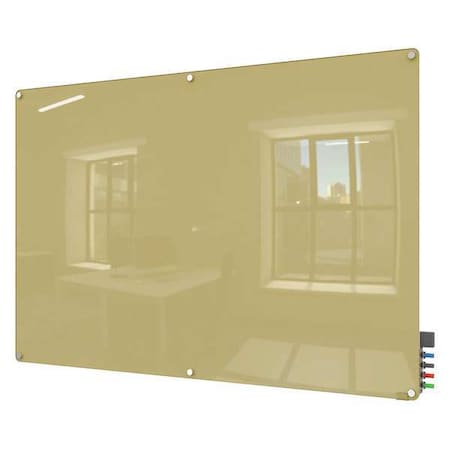 Dry Erase Board, Glass, 48 in, 96 in, No Frame Frame, Beige, Gloss MPN:HMYRM48BG