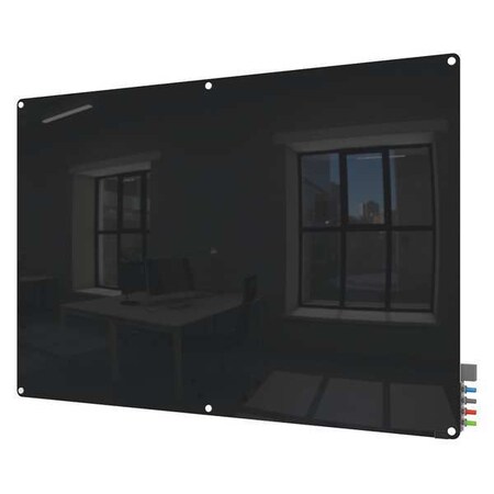 Dry Erase Board, Glass, 48 in, 96 in, No Frame Frame, Black, Gloss MPN:HMYRM48BK