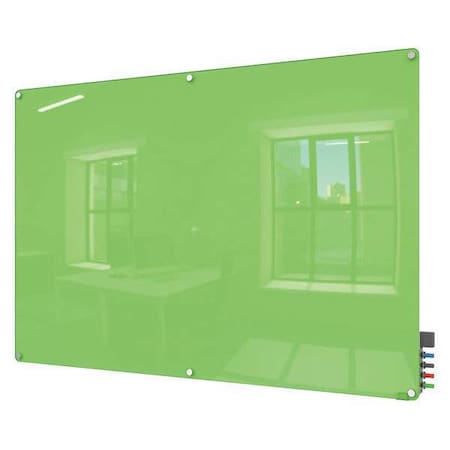 Dry Erase Board, Glass, 48 in, 96 in, No Frame Frame, Green, Gloss MPN:HMYRM48GN