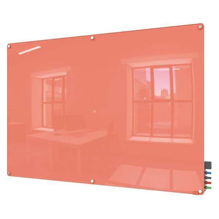 Dry Erase Board, Glass, 48 in, 96 in, No Frame Frame, Peach, Gloss MPN:HMYRM48PH