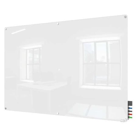 Dry Erase Board, Glass, 48 in, 96 in, No Frame Frame, White, Gloss MPN:HMYRM48WH
