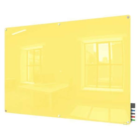 Dry Erase Board, Glass, 48 in, 96 in, No Frame Frame, Yellow, Gloss MPN:HMYRM48YW