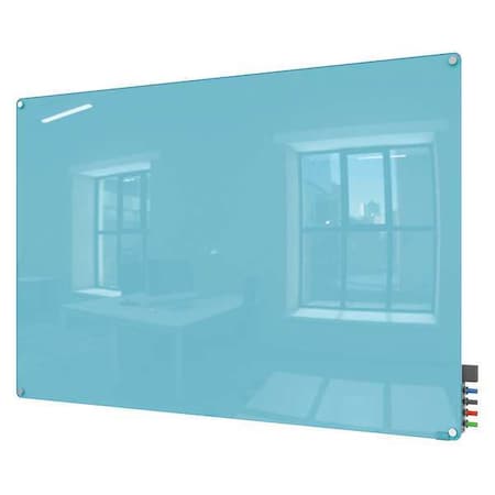 Dry Erase Board, Glass, 24 in, 36 in, No Frame Frame, Blue, Gloss MPN:HMYRN23BE