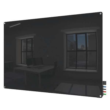 Dry Erase Board, Glass, 24 in, 36 in, No Frame Frame, Black, Gloss MPN:HMYRN23BK