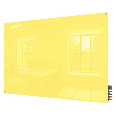 Dry Erase Board, Glass, 24 in, 36 in, No Frame Frame, Yellow, Gloss MPN:HMYRN23YW