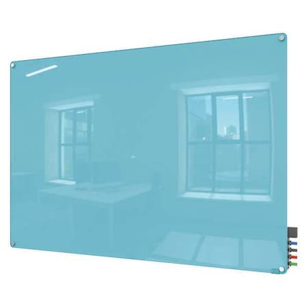 Dry Erase Board, Glass, 36 in, 48 in, No Frame Frame, Blue, Gloss MPN:HMYRN34BE