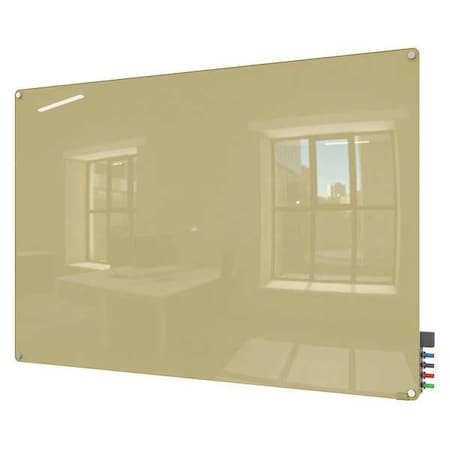 Dry Erase Board, Glass, 36 in, 48 in, No Frame Frame, Beige, Gloss MPN:HMYRN34BG