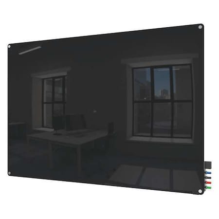 Dry Erase Board, Glass, 36 in, 48 in, No Frame Frame, Black, Gloss MPN:HMYRN34BK
