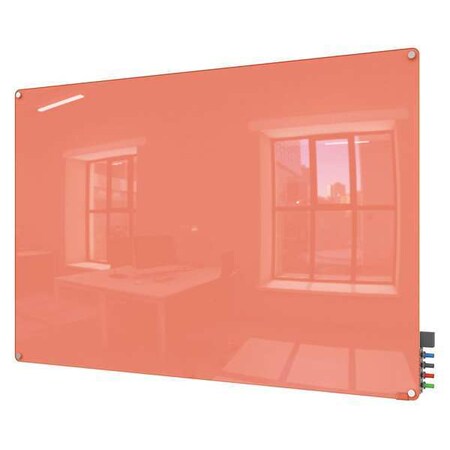 Dry Erase Board, Glass, 36 in, 48 in, No Frame Frame, Peach, Gloss MPN:HMYRN34PH