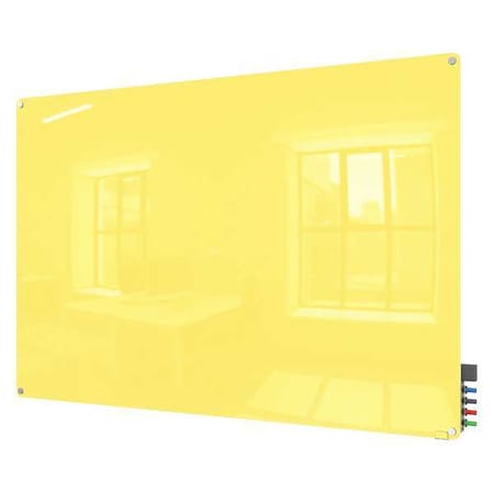 Dry Erase Board, Glass, 36 in, 48 in, No Frame Frame, Yellow, Gloss MPN:HMYRN34YW