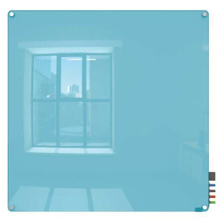 Dry Erase Board, Glass, 48 in, 48 in, No Frame Frame, Blue, Gloss MPN:HMYRN44BE