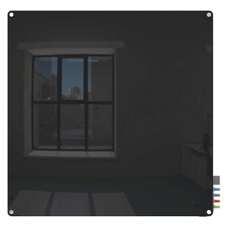 Dry Erase Board, Glass, 48 in, 48 in, No Frame Frame, Black, Gloss MPN:HMYRN44BK