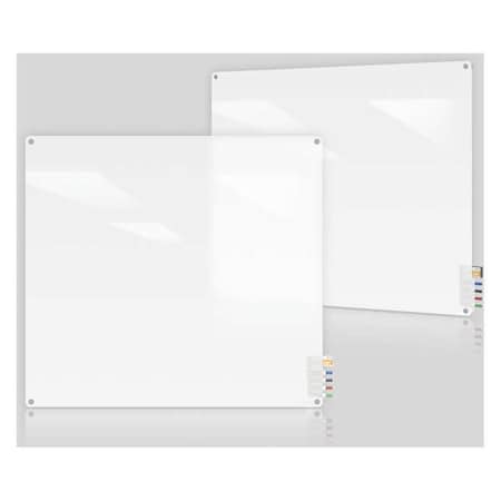 Dry Erase Board, Glass, 48 in, 48 in, No Frame Frame, Frosted White, Gloss MPN:HMYRN44FR