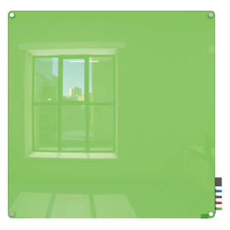 Dry Erase Board, Glass, 48 in, 48 in, No Frame Frame, Green, Gloss MPN:HMYRN44GN