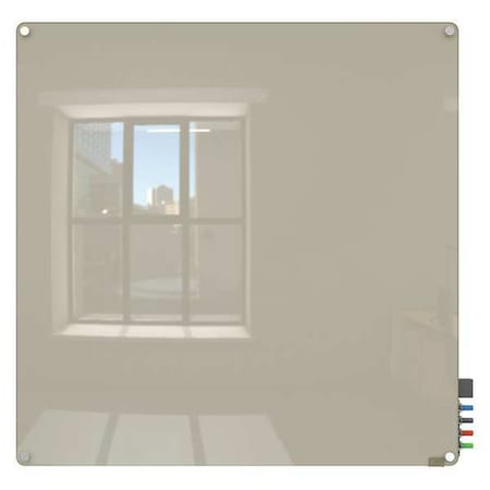 Dry Erase Board, Glass, 48 in, 48 in, No Frame Frame, Gray, Gloss MPN:HMYRN44GY