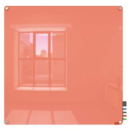 Dry Erase Board, Glass, 48 in, 48 in, No Frame Frame, Peach, Gloss MPN:HMYRN44PH
