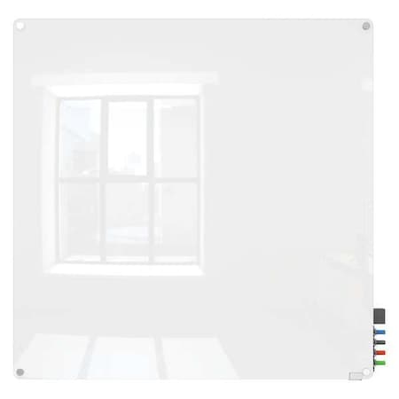 Dry Erase Board, Glass, 48 in, 48 in, No Frame Frame, White, Gloss MPN:HMYRN44WH