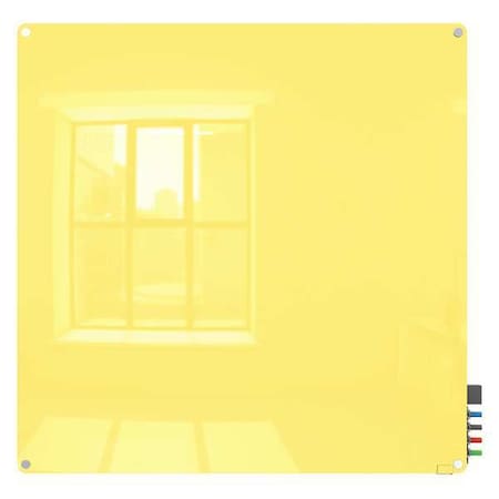 Dry Erase Board, Glass, 48 in, 48 in, No Frame Frame, Yellow, Gloss MPN:HMYRN44YW