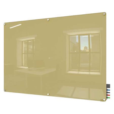 Dry Erase Board, Glass, 48 in, 72 in, No Frame Frame, Beige, Gloss MPN:HMYRN46BG