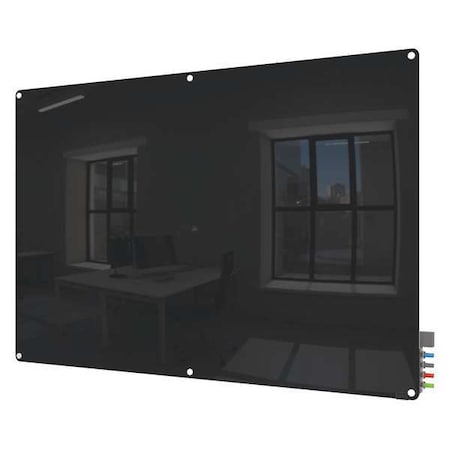 Dry Erase Board, Glass, 48 in, 72 in, No Frame Frame, Black, Gloss MPN:HMYRN46BK