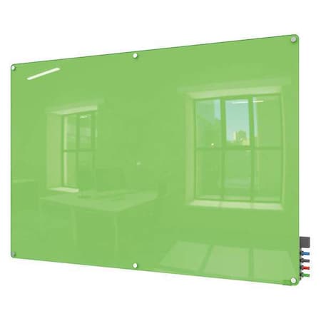 Dry Erase Board, Glass, 48 in, 72 in, No Frame Frame, Green, Gloss MPN:HMYRN46GN