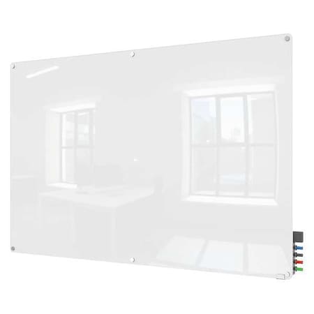 Dry Erase Board, Glass, 48 in, 72 in, No Frame Frame, White, Gloss MPN:HMYRN46WH