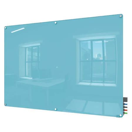 Dry Erase Board, Glass, 48 in, 96 in, No Frame Frame, Blue, Gloss MPN:HMYRN48BE