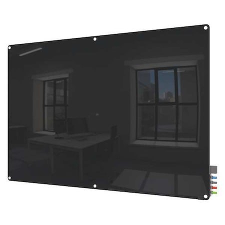 Dry Erase Board, Glass, 48 in, 96 in, No Frame Frame, Black, Gloss MPN:HMYRN48BK