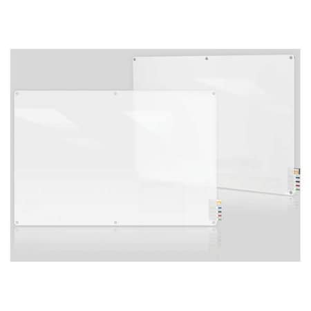 Dry Erase Board, Glass, 48 in, 96 in, No Frame Frame, Frosted White, Gloss MPN:HMYRN48FR