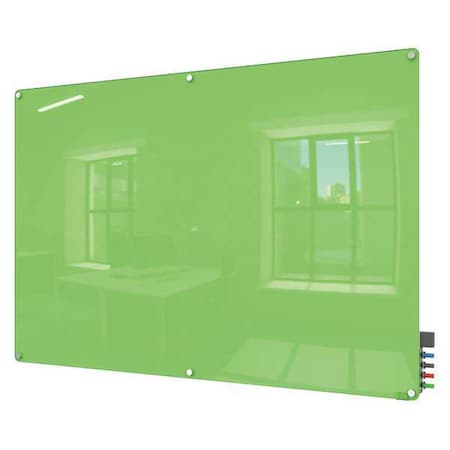 Dry Erase Board, Glass, 48 in, 96 in, No Frame Frame, Green, Gloss MPN:HMYRN48GN