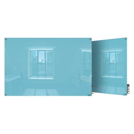 Dry Erase Board, Glass, 24 in, 36 in, No Frame Frame, Blue, Gloss MPN:HMYSM23BE