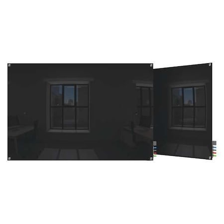 Dry Erase Board, Glass, 24 in, 36 in, No Frame Frame, Black, Gloss MPN:HMYSM23BK