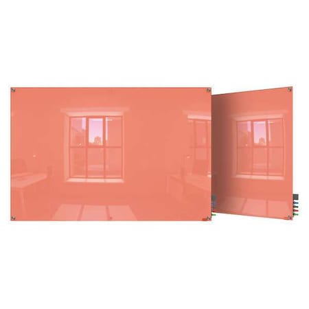 Dry Erase Board, Glass, 24 in, 36 in, No Frame Frame, Peach, Gloss MPN:HMYSM23PH