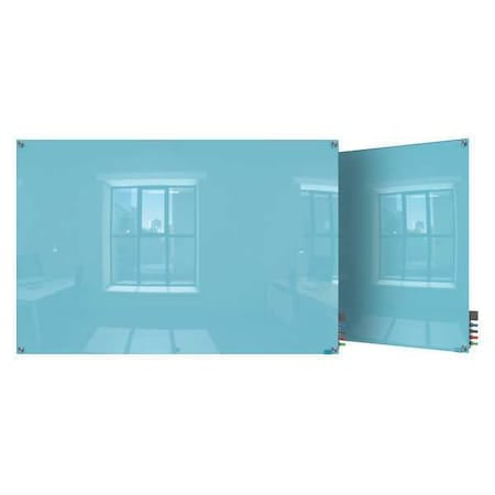Dry Erase Board, Glass, 36 in, 48 in, No Frame Frame, Blue, Gloss MPN:HMYSM34BE