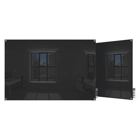 Dry Erase Board, Glass, 36 in, 48 in, No Frame Frame, Black, Gloss MPN:HMYSM34BK