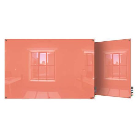 Dry Erase Board, Glass, 36 in, 48 in, No Frame Frame, Peach, Gloss MPN:HMYSM34PH