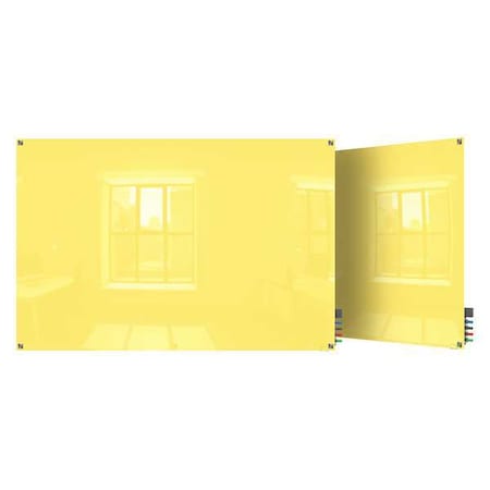 Dry Erase Board, Glass, 36 in, 48 in, No Frame Frame, Yellow, Gloss MPN:HMYSM34YW