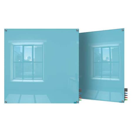 Dry Erase Board, Glass, 48 in, 48 in, No Frame Frame, Blue, Gloss MPN:HMYSM44BE