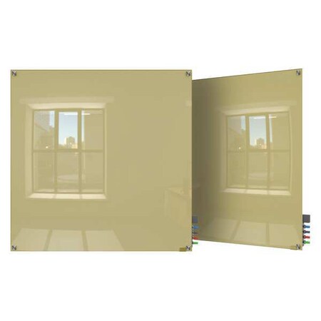 Dry Erase Board, Glass, 48 in, 48 in, No Frame Frame, Beige, Gloss MPN:HMYSM44BG